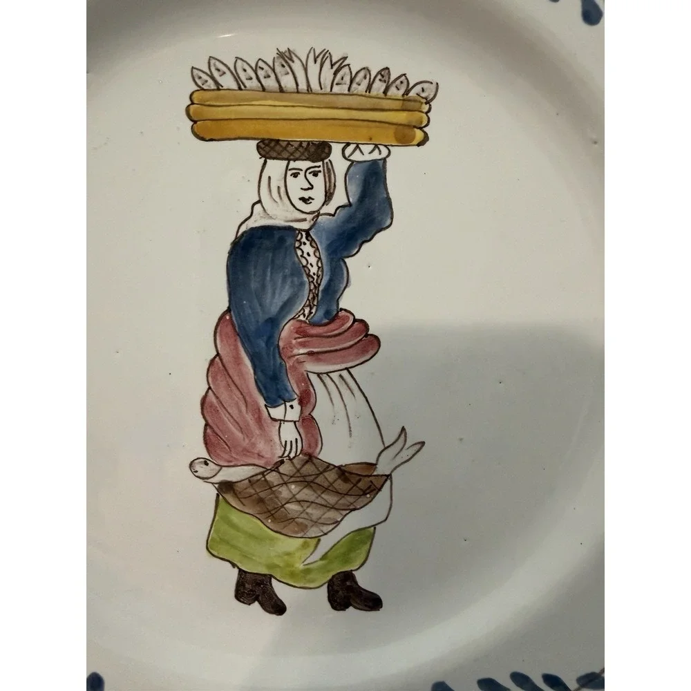 Vintage Villa Ceramica Portugal Hand Painted Folk Art Dinner‎ Plates Set 2